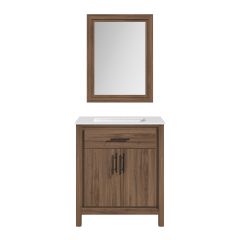 Meuble-lavabo Nara avec miroir, 30" x 19" x 34,5", noyer épicé