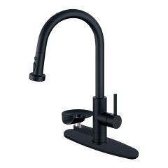 Pull-Out Kitchen Faucet & Glass Rinser - Matte Black