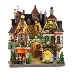 Alsatian Christmas Market Façade - Battery-Operated - 4.5V