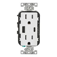 Decora Tamper-Resistant Outlet - USB-A & USB-C - 15A