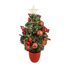 Fibre Optic Pine Tree - 60 cm - Warm White LED - Red Pot