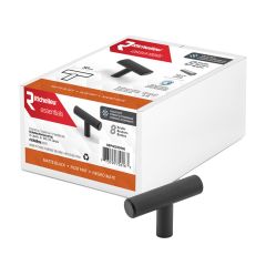 Boutons d’armoire en T, noir mat, 8/pqt