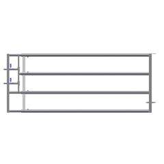 LV4 Complete Galvanized Gate - 1 Brace - Adjustable 3 to 4 m