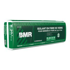 Isolant en fibre de verre, R-20, 6" x 15" x 47", 78,3 pi²