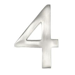 Modern house number #4 - Satin nickel - 4"