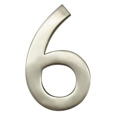 Modern house number #6 - Satin nickel - 4"