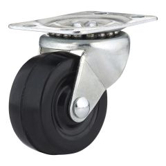 Roulettes industrielles en caoutchouc noir à usage général, modèle: pivotant, 2" x 62 mm