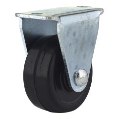 Roulettes industrielles en caoutchouc noir à usage général, modèle: fixe, 1 1/4" x 38 mm