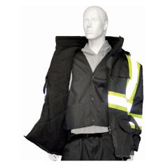 Lined winter coat with reflective strips