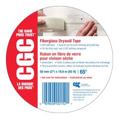 Ruban à joint en fibre de verre CGC Sheetrock, Blanc, 65'