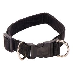 Adjustable Nylon Dog Collar - Black - 1" x 16" to 26"