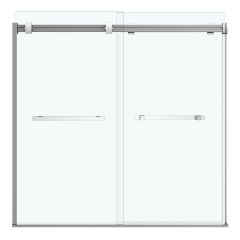 Porte de baignoire coulissante, Duel, 56"-59" x 55 1/2", verre, chrome
