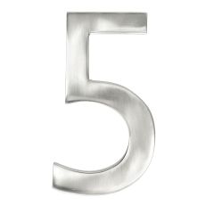 Modern style house number #5 - Satin nickel - 1/4" x 3"
