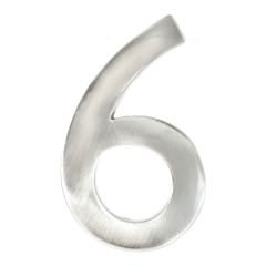 Modern style house number #6 - Satin nickel - 1/4" x 3"