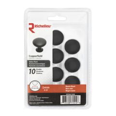 Bouton contemporain en métal Copperfield, noir mat, 10/pqt, 30 mm