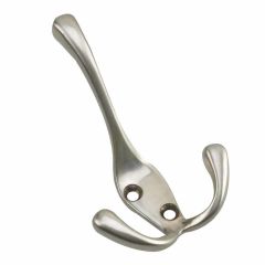 Crochet robuste triple, nickel brossé, 4 1/2"