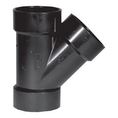 ABS DWV 45° Wye Fitting - 3" x 3" x 1 1/2" - Hub - Black