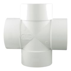 Raccord en croix en PVC/BNQ, 4", femelle, blanc