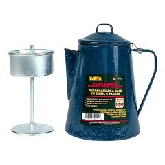 Camping Coffee Makers  - Enamel-Coated Steel - Aluminum Interior - Blue - 9 Cups