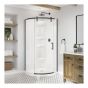 Door and Base Shower Kit - Outback Round - Right - 36" x 36" x 75 5/8" - Clear Glass - Matte Black