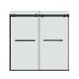 Porte de baignoire coulissante, Duel, 56-59" x 55 1/2-59", verre clair, noir mat