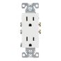 Tamper-Proof Double Socket, White, 10/Pkg, 15 A, 125 V
