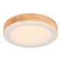 LED Ceiling Light, Round, White/Wood Finish, 13-in, 24W