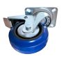 Roulette pivotante avec frein, caoutchouc, 4", capacité 150kg, bleue
