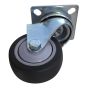 Roulette pivotante en caoutchouc, 2", capacité 50kg, gris