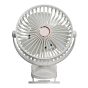 Ventilateur à pince USB, 6", 6 vitesses, rechargeable, blanc