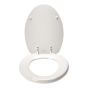 Siège de toilette allongé en bois émaillé, blanc, 14,19" x 17,31"