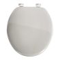 Siège de toilette allongé en bois émaillé, blanc, 14,19" x 17,31"