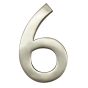 Modern house number #6 - Satin nickel - 4"