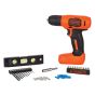 Ensemble de perceuse/visseuse, BLACK+DECKER, sans fil, 3/8", 8 V, 43 morceaux