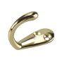 1-3/4" Single Wardrobe Hook - Brilliant brass, 18 mm x 46 mm