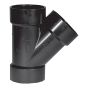 ABS DWV 45° Wye Fitting - 4" x 4" x 2" - Hub - Black