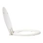 Siège de toilette rond en bois émaillé, blanc, 14,38" x 15,38"