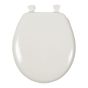 Siège de toilette rond en bois émaillé, blanc, 14,38" x 15,38"