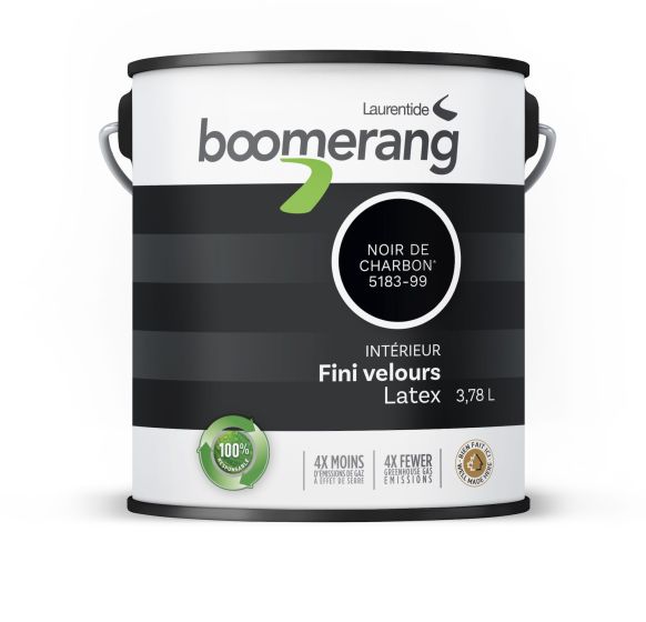 Peinture recyclée Boomerang, fini velours, charbon, 3,78 l