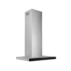 Broan 30-Inch Convertible Wall-Mount T-Style Chimney Range Hood, 450 MAX CFM, Stainless Steel with Black Glass