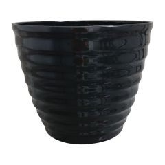Planter With Attached Saucer - Beehive - Black - 14"