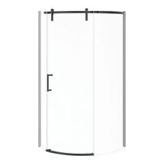 Door and Base Shower Kit - Outback Round - Left - 36" x 36" x 75 5/8" - Clear Glass - Matte Black