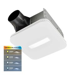 Ventilateur de salle de bain Roomside, grille CleanCover, DEL réglable, 80 pi³/min, 0,7 sone