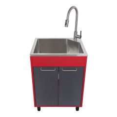 Ensemble cabinet de lavage, noir-rouge, 24"