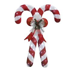 LED Fabric Candy Cane Decoration, 70 Lights, 42-in, Red/White