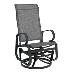 Chaise berçante pivotante Riviera, structure aluminium, gris