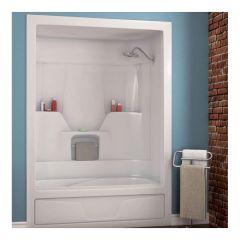 Bain-douche en 3 pièces, Aspen, 60" x 31", drain à droite, blanc
