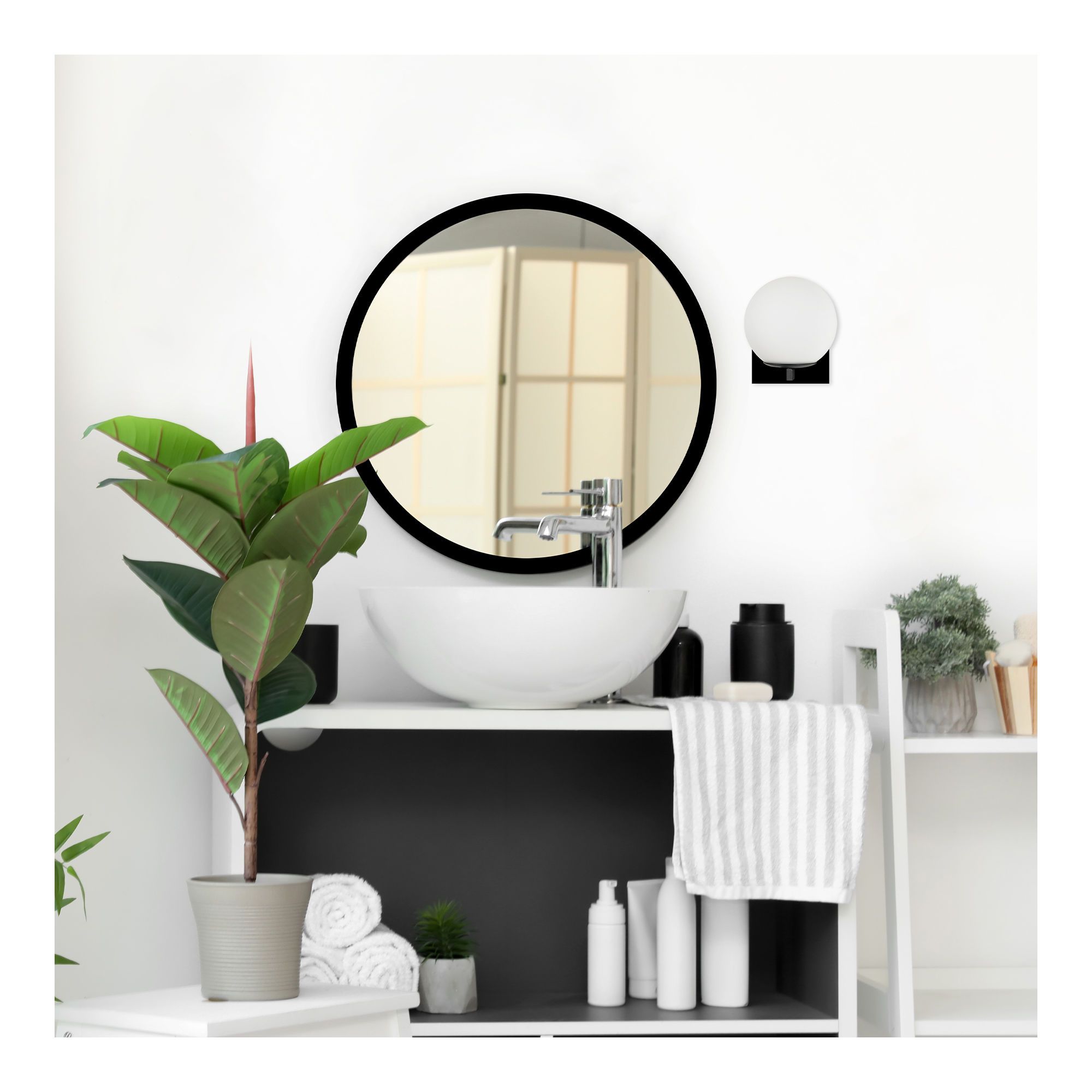 Pathson Industriel 180 degrés Ajustable Applique Murale, Cône Abat-jour en Verre Lampe Murale, Vanité Éclairage mural pour Salle de bain, Cuisine, Chambre à coucher (Noir
