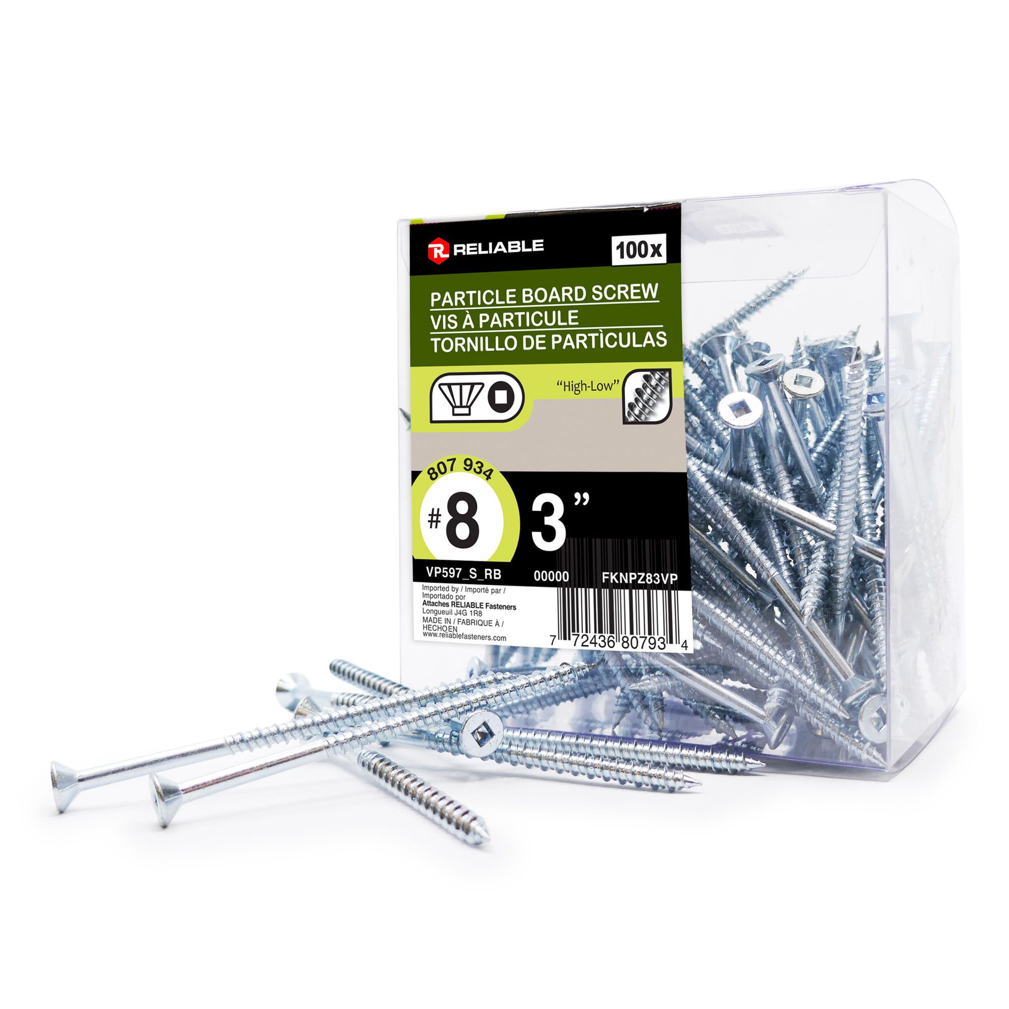 Wood Screws - Hi-Low Thread - Regular Point - #8 x 3" - 100/Pkg from ...