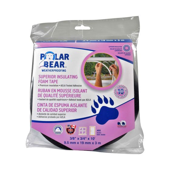 Superior Insulating Foam Tape - Black - 3/8" x 3/4" x 10'